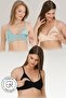 3-Piece Nursing Bra with Black-Skin-Mint Stripes