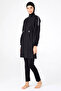 Black Hijab Swimsuit with Parachute Top and Lycra Fabric Bottom - 2