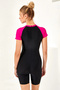 Uv Protection Short Sleeve Surfer Swimsuit with Shorts Bather Jumpsuit Swimwear 4158 Black03 - 4
