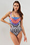 Women's Square Collar Feather Swimsuit 2c3t1n1o12 - 4