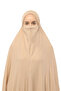 Ready Practical Scarf with Turban Veil Hijab with Hijab - Prayer Cover Souffle (5XL) - Dark Beige - 4