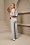 25172 Women's Boat Neck Slit Wide Leg Bustier Triple Suit - 5