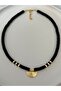 Black Fimo Necklace with Gold Apparatus - 3