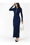 Women's Long Dress Corded Fabric Shirt Collar and Buttoned Model - 2