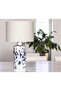 Polka Ceramic Lampshade – Handmade Blue Patterned Ceramic Table Lamp with Cream Hat - 5