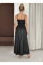 Women's Black Flowy Skirt with Side Pockets, All-Season Leather-Look Fabric, Length 95 cm - 4