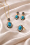 Natural Stone Necklace Earring Ring Set – Adjustable Ring & Non-Tarnish Steel Chain - 2
