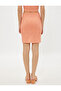 Women's Orange Patterned Skirt 1YAL78032IK - 6