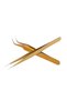 Professional Silk Eyelash and Epilation Tweezers Set of 2 Straight and Curved Gold - 2