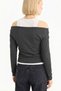 Smoked Slim Fit Slim Fit One Shoulder Double Layer Ribbed Cotton Long Sleeve T-Shirt - 2