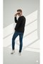 Unisex Shirt Collar Three-Thread Buttoned Soft Textured Double Color Sweatshirt - 3