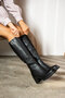 Daily Women's Knee-Length Black Boots Thick High Tractor Heels Non-Slip Sole Zipper Comfortable 2431 - 2