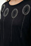 Women's Plus Size Crew Neck Long Sleeve Stone Detailed Stretchy Blouse - 4