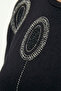 Women's Plus Size Crew Neck Long Sleeve Stone Detailed Stretchy Blouse - 5