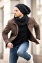 Hand Knitted Men's Beanie Neck Collar Set Black