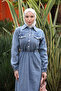 Blue Embroidered Pocket Denim Dress - 3