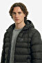 Men's Black Windproof Hooded Sports Winter Inflatable Coats - 2