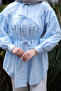 Baby Blue Buttoned Tunic with Elastic Waist - 3