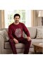 Men's plaid print long sleeve crew neck pajama set - 2