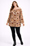 Women's Plus Size Brown Blouse with Crochet Detail at the Neck, Raglan Sleeves, Elasticated Cuffs 65N39291 - 4