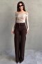 Brown High Waist Stretch Fabric Stone Women's Jean Pants Mg2271 - 3
