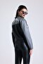 Women's Oversize Printed Biker Jacket Zippered College Coat Bomber Leather Racer Coat Gray - 6