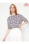 Women's Blue Patterned Blouse 7YAF60023FW