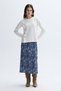 Women's Navy Blue Printed Midi Skirt - 3