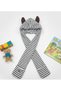 7-14 Years Old Girls Boys Winter Eared Plush One-Piece Scarf Beanie with Pocket Gloves Anthracite 1300 - 2