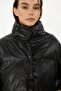 Women's Shiny Black Windproof Water Resistant Filled Coat - 5