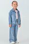 Quality Girl's 3-Piece Denim Set |   Stoned Jean Jacket + Wide Leg Pants + Ribbed Blouse - 7