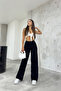 Women's Black High-Waisted Palazzo Jeans - 3