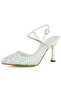 Perola Pearl White Satin Rhinestone Pearl Open Back Pointed Toe Thin Heeled Evening Dress Bridal Shoes - 4