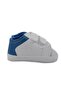Baby Boy White Leather Shoes with Blue Velcro on the Back and Stitched Front - 8