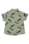 Baby Boy Green Beige Muslin Feather Patterned Shirt Set of 2 - 7