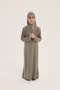 Islamic One Piece Girls Prayer Dress Khaki - 2