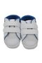 Baby Boy White Leather Shoes with Blue Velcro on the Back and Stitched Front - 7