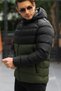 Men's Winter Puffer Jacket - Black/Khaki, Hooded, Water/Windproof - 2