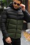 Men's Winter Puffer Jacket - Black/Khaki, Hooded, Water/Windproof - 3