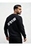 Oversized Basic Sweatshirt |   Blackout Printed (Unisex Cotton Soft Textured Wide Cut Black Sweatshirt) - 2