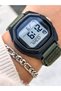 Brand Water Resist, Alarm, Illuminated, Green Velcro Strap Square Sports Men'S/Wrist Watch