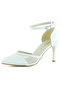 Liana White Vegan Mesh Pointed Toe Thin Heeled Classic Bridal Shoes - 4