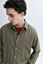 Men's Khaki Regular Fit Long Sleeve Shirt - 3