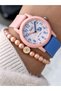 Pink Silicone Cord Girl's Wristwatch Suitable for Pool and Sea Use with Bracelet Gift - 4