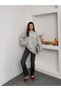 Women's Crew Neck Oversized Thick Knitwear Sweater Gray - 5