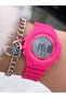 Brand Water Resist, Alarm, Illuminated, Pink Silicone Band Sports Wristwatch - 3