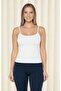 Women's String Strap White Tank Top. - 2