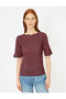 Women's Black Patterned T-Shirt 8YAK13457EK - 3