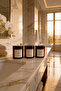 Plastic Amber Jar Bathroom Organizer with Ear Cotton, Makeup Cotton and Cotton Labels