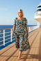 Women's Square Neck Angel Sleeve Short Sleeve a Line Dress Woven Floral Pattern Plus Size Maxi